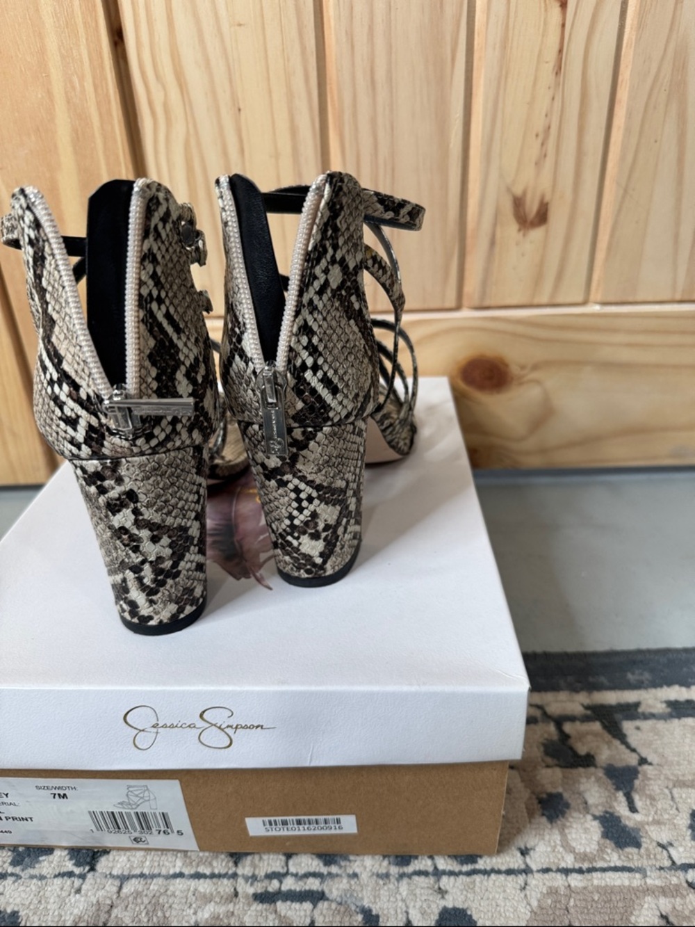 Jessica Simpson Neutral Python Print Strappy Block Heels - Picture 5 of 6